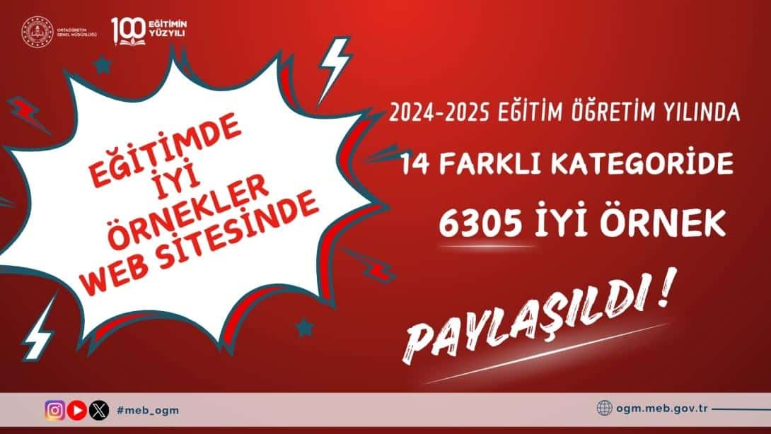 Eğitimde İyi Örnekler web sitesinde 6305 İyi Örnek Paylaşıldı.